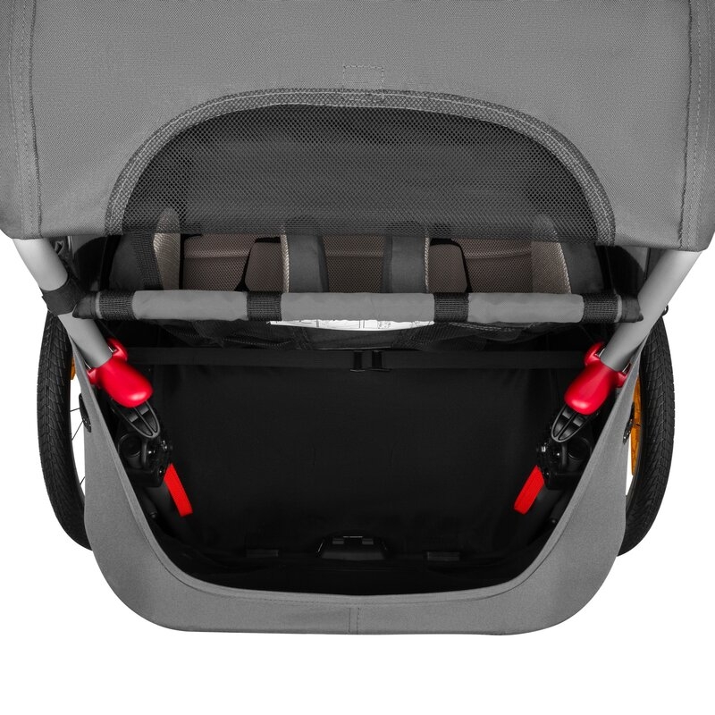 Remorca de bicicleta, Lionelo, Cama, Cu functie de carucior, Pentru 1 sau 2 copii, Cu sistem de absorbtie a socurilor SIQ, Geamuri cu protectie solara, Negru
