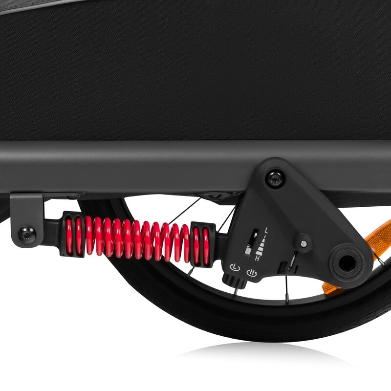 Remorca de bicicleta, Lionelo, Cama, Cu functie de carucior, Pentru 1 sau 2 copii, Cu sistem de absorbtie a socurilor SIQ, Geamuri cu protectie solara, Negru