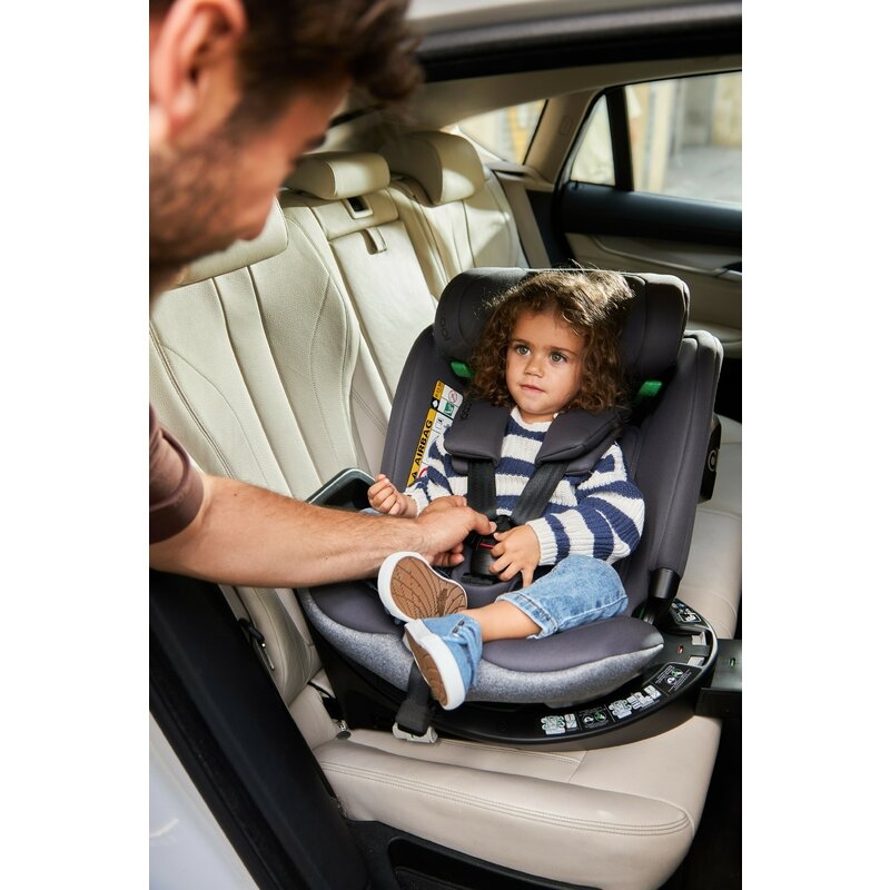 Scaun auto, Be Cool, Wagon I-Size, Rotire 360 grade, 40 - 150 cm, 0 - 36 kg, Cu Isofix si picior stabilizator, Cu protectie laterala de siguranta, Conform cu standardul european de securitate ECE R129, Carbon