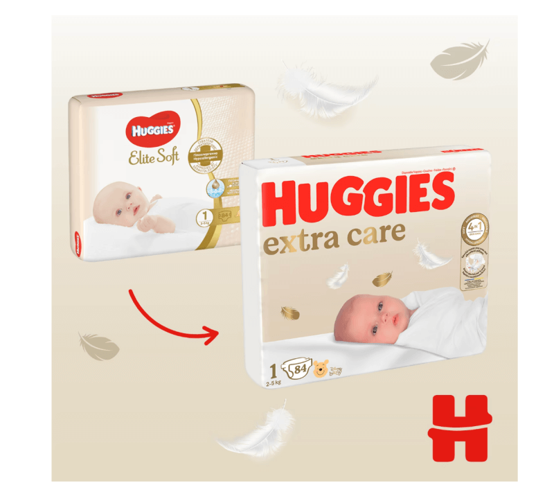 Scutece Extra Care, Nr. 1, 2-5 kg, 84 buc, Huggies