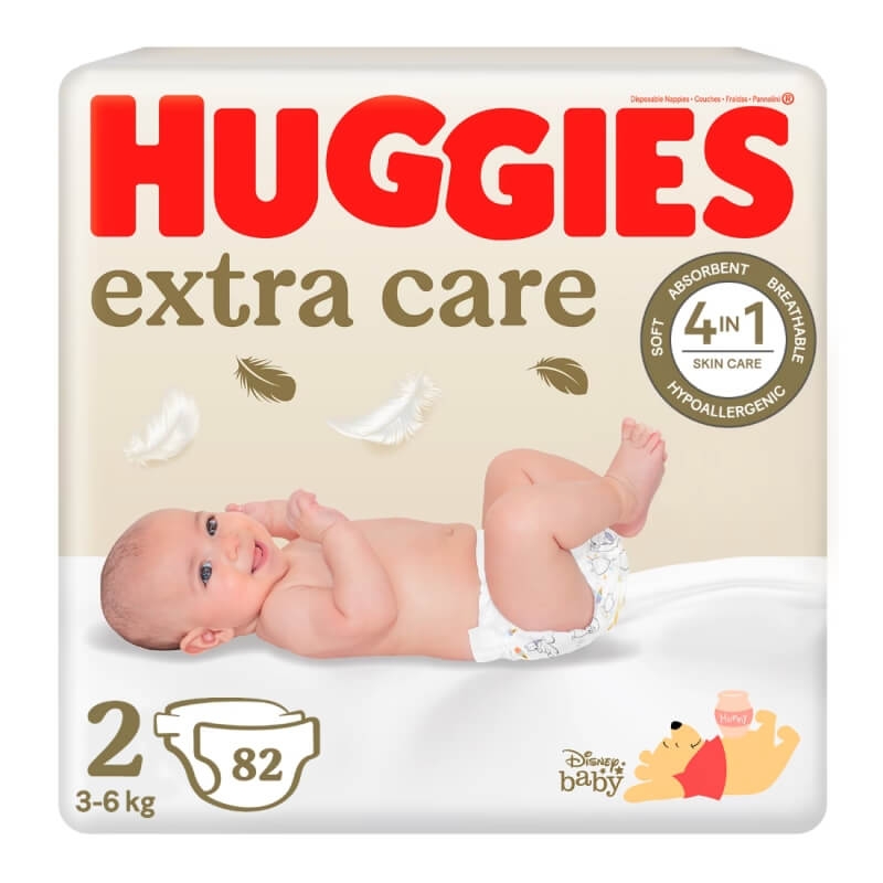 Scutece Extra Care, Nr. 2, 3-6 kg, 82 bucati, Huggies