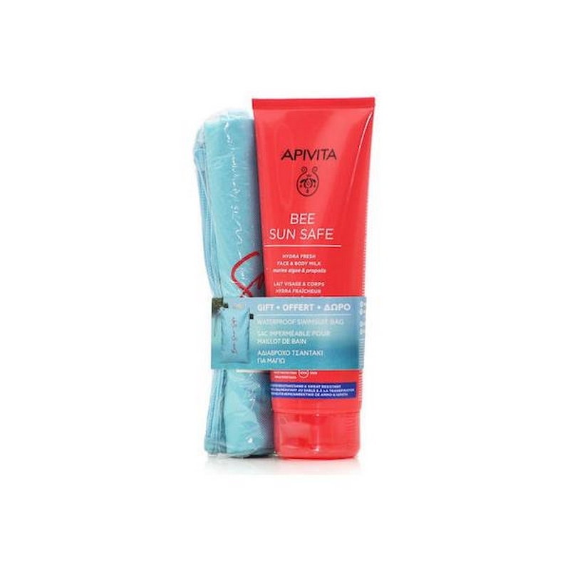 Set Bee Sun Safe Lapte corp SPF 50 & geanta impermeabila de plaja, Apivita