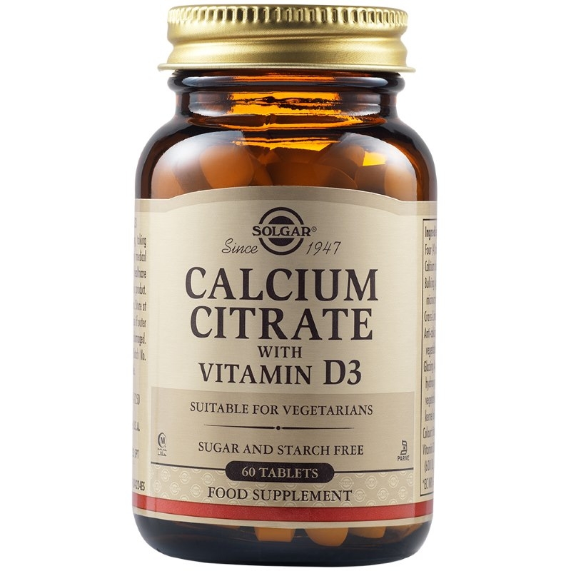 Calciu citrat cu vitamina D3,  250mg 60tb, Solgar