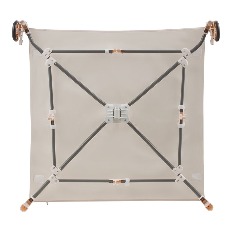 Tarc de joaca copii, Lionelo, Bonnie, Pana la 15 kg, 100 x 100 cm, Pliere compacta, Include geanta de transport, Din plasa, Cu intrare laterala cu fermoar, Cu roti, Cu salteluta din spuma, Conform cu EN12227, Bej