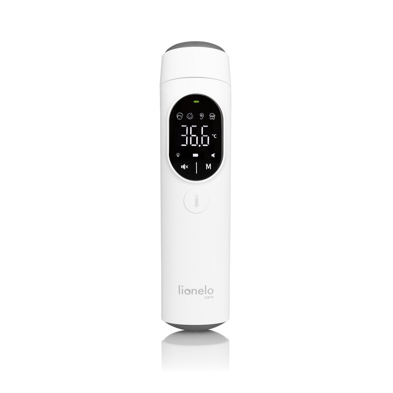 Termometru, Lionelo, FeverScan, Cu infrarosu, Fara contact, Rezultat ultrarapid, Potrivit si pentru alimente, Cu 4 moduri de functionare, Cu indicator LED si alarma sonora, Cu husa de depozitare