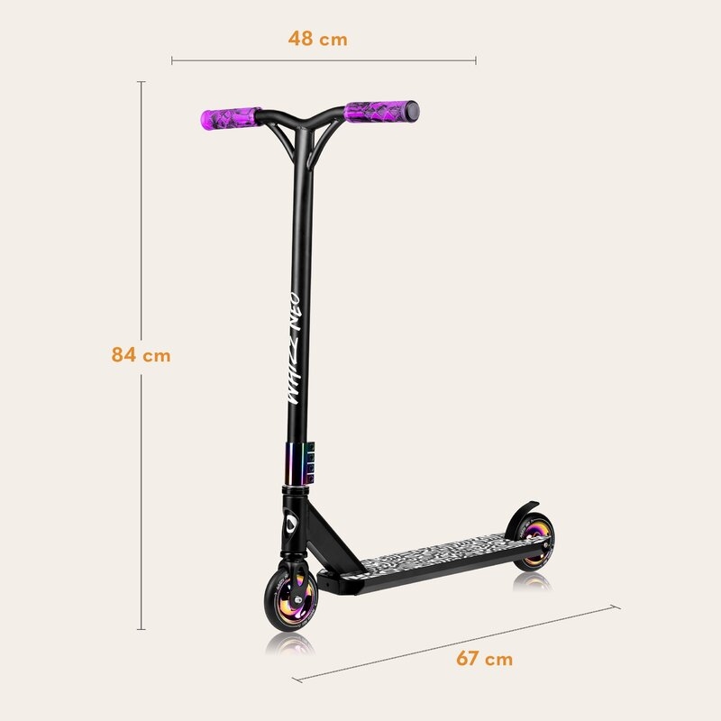 Trotineta, Lionelo, Whizz, Pentru Acrobatii, Rulmenti ABEC-9, Sistemul de compresie IHC 9, 20 - 100 kg, Conform cu standardul european de securitate EN14619, Multicolor