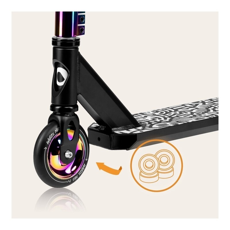 Trotineta, Lionelo, Whizz, Pentru Acrobatii, Rulmenti ABEC-9, Sistemul de compresie IHC 9, 20 - 100 kg, Conform cu standardul european de securitate EN14619, Multicolor