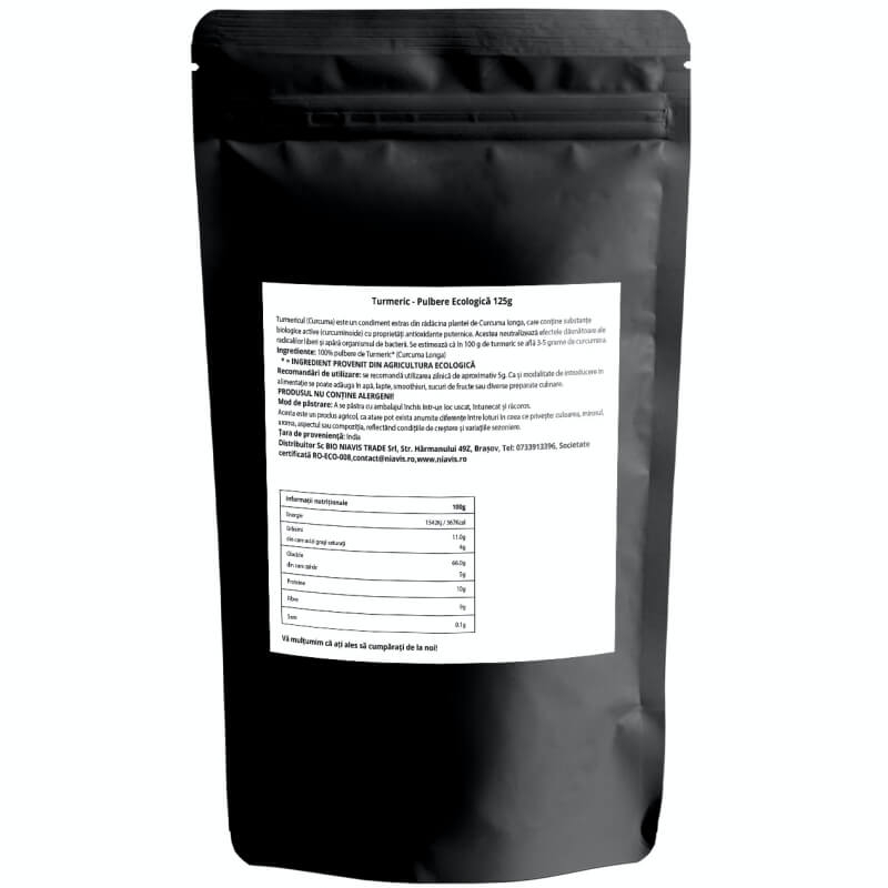 Turmeric pulbere ecologica, 125 g, Niavis
