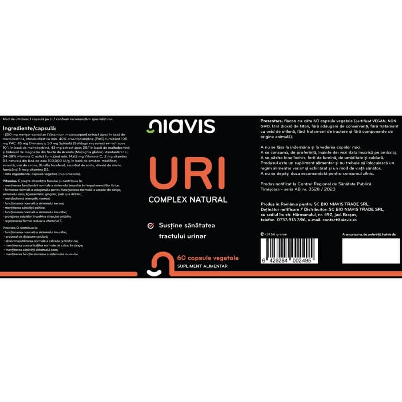 Uri complex natural, 60 capsule, Niavis