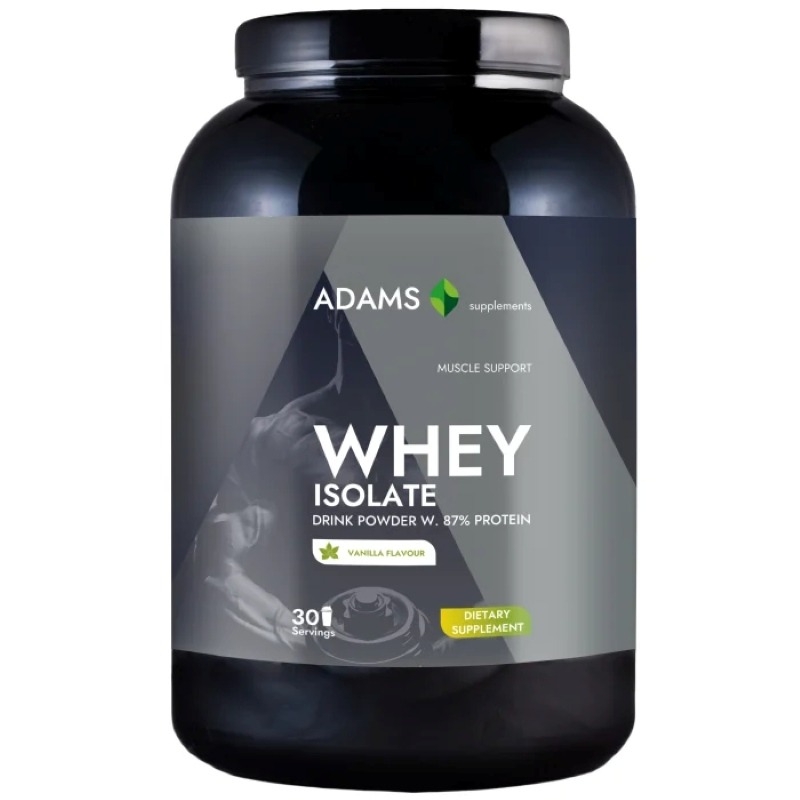 Whey Isolate Protein pulbere instant cu aroma de vanilie, 908 g, Adams Supplements