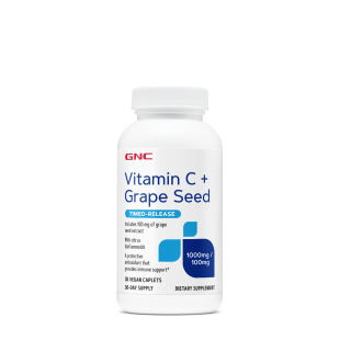 Vitamina C 1000 mg cu bioflavonoide si extract din seminte de struguri cu eliberare prelungita, 90 tablete, GNC