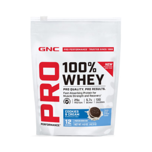 Proteina din zer testata antidoping cu aroma de biscuiti si crema Pro Performance, 411.6 g, GNC