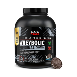 Proteina din zer cu aroma de biscuiti cu crema AMP New Wheybolic, 1656.5 g, GNC