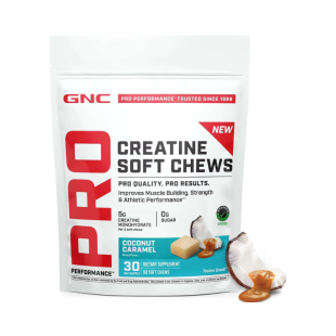 Creatina monohidrata cu aroma de cocos si caramel Pro Performance, 90 caramele, GNC