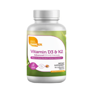 Vitamina D3+K2 masticabila formula avansata pentru absorbtie superioara Zahler, 90 tablete, GNC