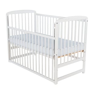 BabyNeeds - Patut din lemn Ola 120x60 cm cu laterala culisanta Alb