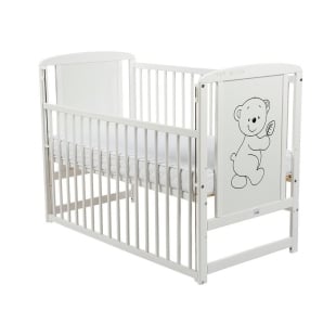 BabyNeeds - Patut din lemn Timmi 120x60 cm cu laterala culisanta Alb