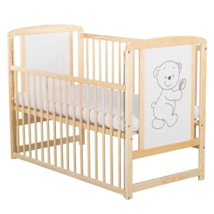 BabyNeeds - Patut din lemn Timmi 120x60 cm cu laterala culisanta Natur
