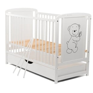 BabyNeeds - Patut din lemn Timmi 120x60 cm cu sertar Alb