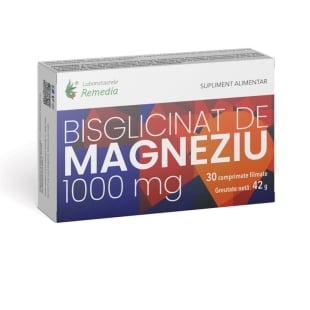 Bisglicinat de magneziu 1000 mg, 30 comprimate, Remedia