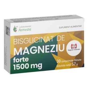 Bisglicinat de magneziu Forte 1500 mg, 30 comprimate, Remedia