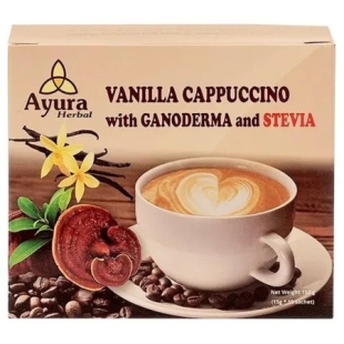 Cafea cu ganoderma, vanilie si stevie Vanilla Capuccino, 10 plicuri, Ayura Herbal