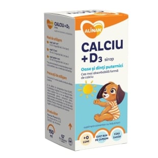 Calciu + Vitamina D3 sirop Alinan, 150 ml, Fiterman Pharma