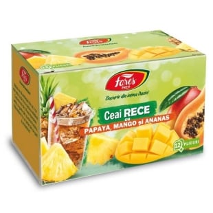 Ceai rece cu papaya, mango si ananas, 12 plicuri, Fares