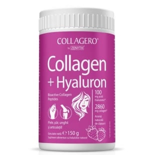 Collagen + Hyaluron pulbere cu aroma de capsuni, 150 g, Zenyth
