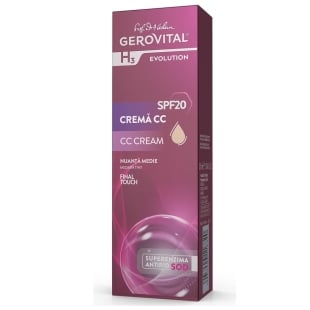 Crema de fata nuantatoare CC SPF 20 Medium Tint H3 Evolution, 30 ml, Gerovital