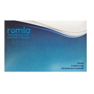Crema anestezica cu lidocaina si prilocaina Romla 25mg/25mg/g, 5 tuburi x 5 g, Elantis Farma