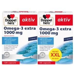 Pachet Aktiv Omega-3 Extra 1000mg, 120caps + 60caps, Doppelherz