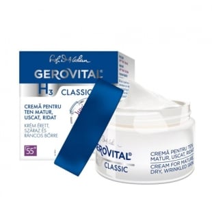 Crema pentru ten matur, uscat, ridat H3 Classic 55+, 50 ml, Gerovital