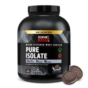 Proteina izolata din zer cu aroma de biscuiti cu crema AMP Pure Isolate, 1798 g, GNC