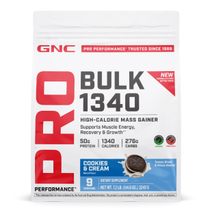 Formula proteica pentru crestere in greutate cu aroma de biscuiti si frisca testata antidoping Pro Performance Bulk 1340, 3249 g, GNC