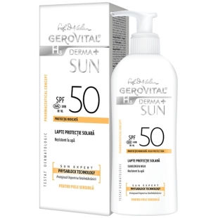 Lapte protectie solara SPF 50 H3 Derma+ Sun, 150 ml, Gerovital