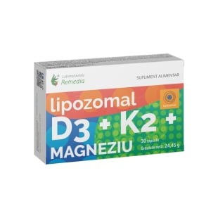 D3+K2+Magneziu lipozomal, 30 capsule, Remedia