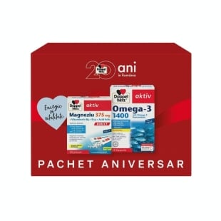 Pachet Aktiv Omega-3 1400mg, 30caps, + Magneziu 375 mg Direct + Vitaminele B6 + B12 + Acid folic, 20 plicuri, Doppelherz