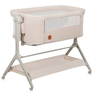 Patut co-sleeper, Lionelo, Leonie Plus, Pliabil, Cu sistem de leganare, Cu setare unghiulara, Reglabil in 6 pozitii pe inaltime, Conform cu standardele europeane de securitate EN1130 si EN16890, Bej