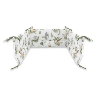 Qmini - Aparatoare pentru patut 140X70 cm, Din bumbac, 210x30 cm, Cu panglici, Safari
