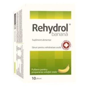 Saruri de rehidratare cu aroma de banana Rehydrol, 10 plicuri, Mba Pharma
