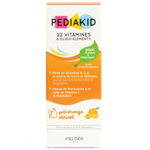 Sirop cu gust de portocale si caise 22 de vitamine si oligoelemente, 125 ml, Pediakid