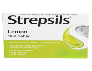 Strepsils Lemon fara zahar, 24 pastile, Reckitt Benckiser