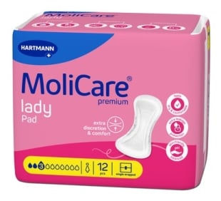 Tampoane absorbante incontinenta urinara femei MoliCare Premium Lady Pad 3 picaturi, 12 bucati, Hartmann