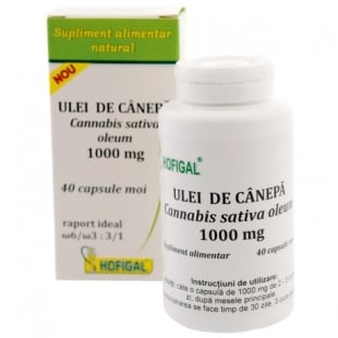 Ulei de canepa 1000mg, 40 capsule moi, Hofigal