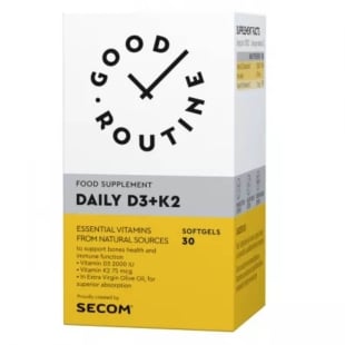 Daily Vitamina D3 + K2 Good Routine, 30 capsule moi, Secom