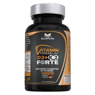 Vitamina D3+K2 Premium Forte 5000 UI, 60 capsule, Boost4Life
