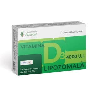 Vitamina D3 lipozomala 4000 UI, 40 comprimate, Remedia
