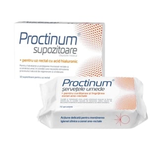 Proctinum 10 supozitoare + Servetele umede 72 bucati, Zdrovit