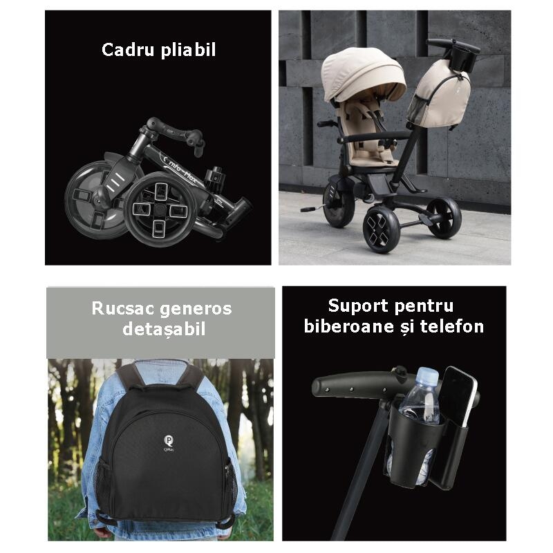 Tricicleta ultrapliabila Qplay Comfo Max Negru Tricicleta ultrapliabila Qplay Comfo Max Negru